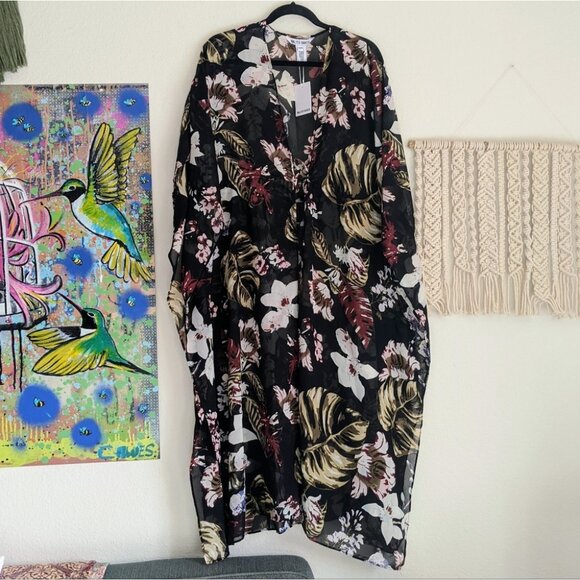 Walter Baker NWT Tulum Caftan Floral Swim Coverup Kimono One Size - Picture 3 of 9